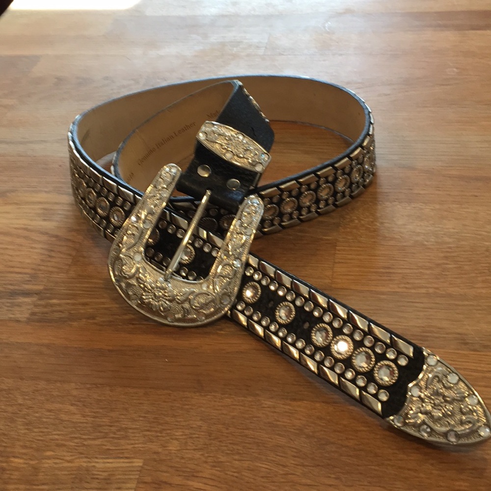 Leather/ rhinestone belt